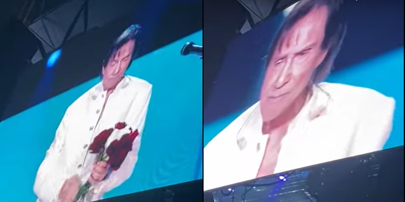Abatido, Roberto Carlos distribuiu flores no final da gravação do seu especial Abatido, Roberto Carlos distribuiu flores no final da gravação do seu especial