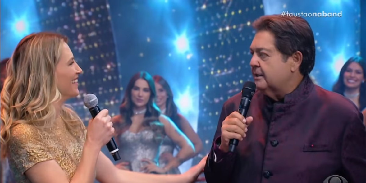 Faustão e Anne Lottermann sob comando da atração na Band (Foto: Divulgação)