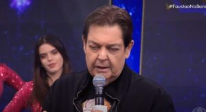 Faustão se emocionou ao falar sobre a morte da esposa de Milton Neves na Band- Foto: Reprodução/Band