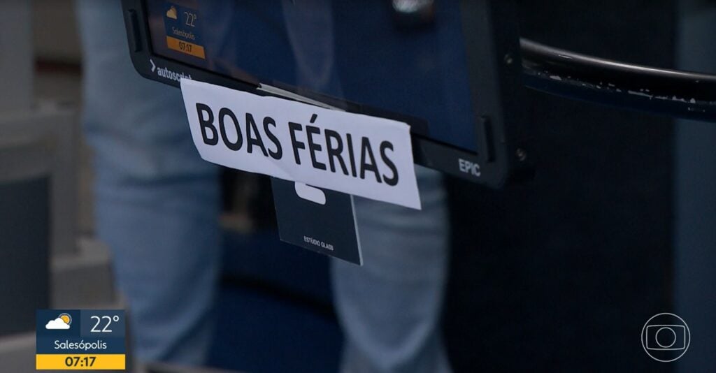 Equipe do Bom Dia São Paulo deixou um recado para Bocardi nas câmeras do jornal- Foto: Reprodução/Globo