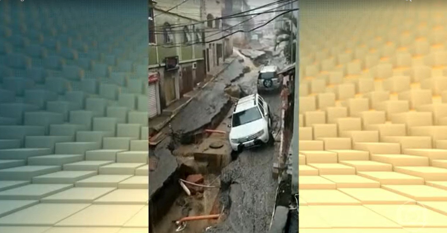 Jornal Hoje exibiu o cenário de destruição deixado pela chuva no Rio de Janeiro- Foto: Reprodução/Globo