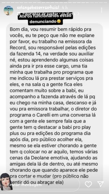 Mãe de Deolane expôs acusação contra a Record e A Fazenda 14 (Foto: Reprodução)