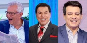 Silvio Santos, Carlos Alberto e Celso Portiolli (Reprodução)