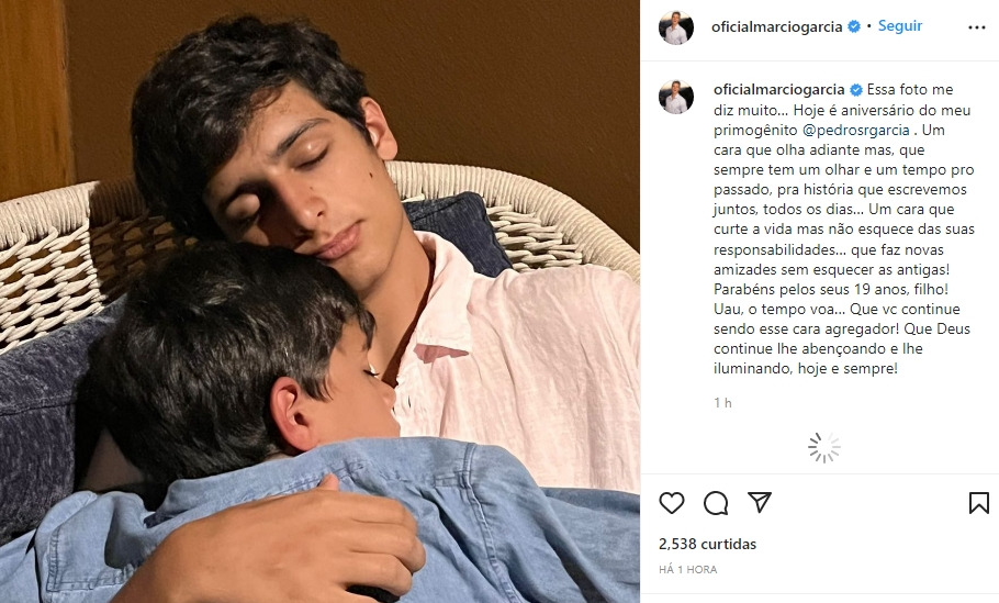 Publicação de Márcio Garcia (Foto: Reprodução/ Instagram)