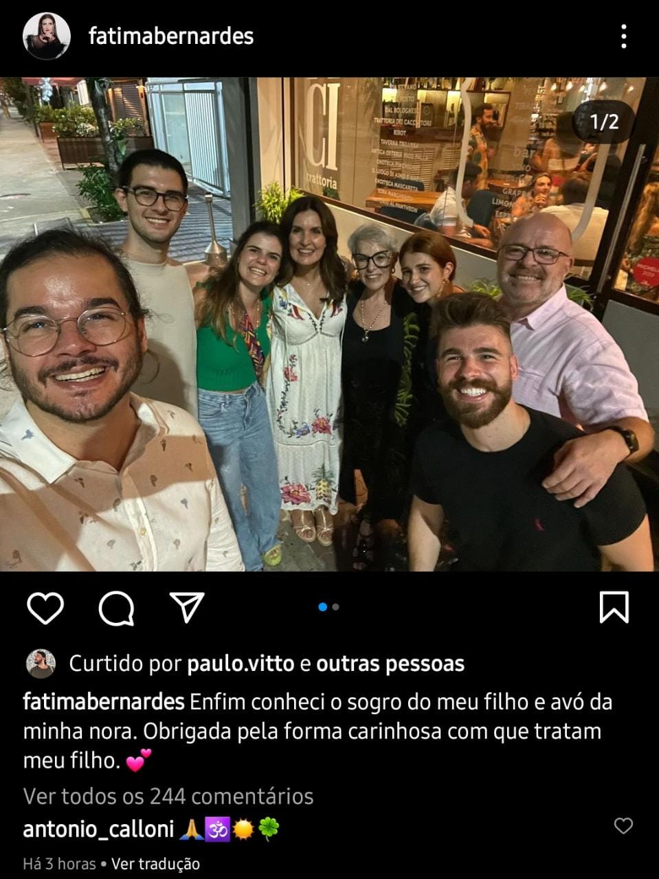 Publicação de Fátima Bernardes (Foto: Reprodução/ Instagram)