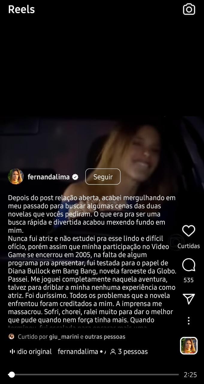 Publicação de Fernanda Lima (Foto: Reprodução/ Instagram)