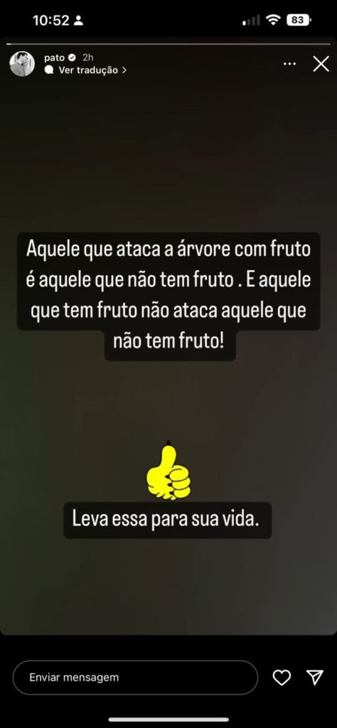 Marido de Rebeca Abravanel, Alexandre Pato, faz reflexão (Reprodução) 