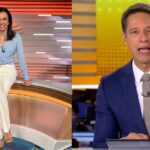 Ana Paula Araújo da Globo e Sérgio Aguiar na Record (Reprodução: Montagem TV Foco)