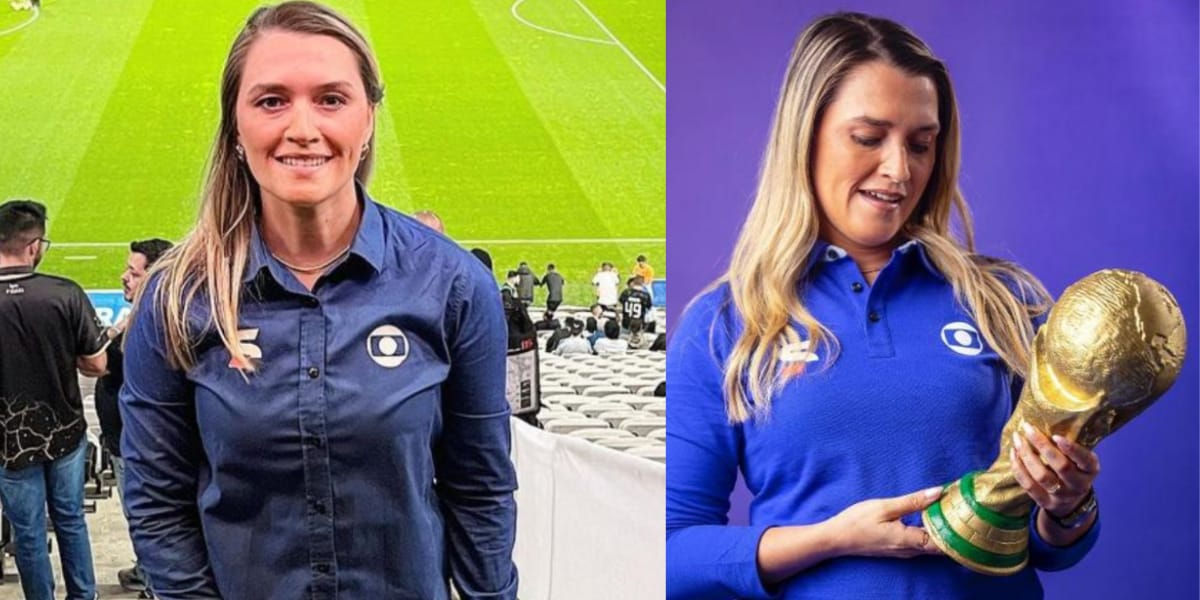 Ana Thaís Matos se emocionou ao ser a primeira mulher a comentar a Copa do Mundo (Reprodução: Globo)