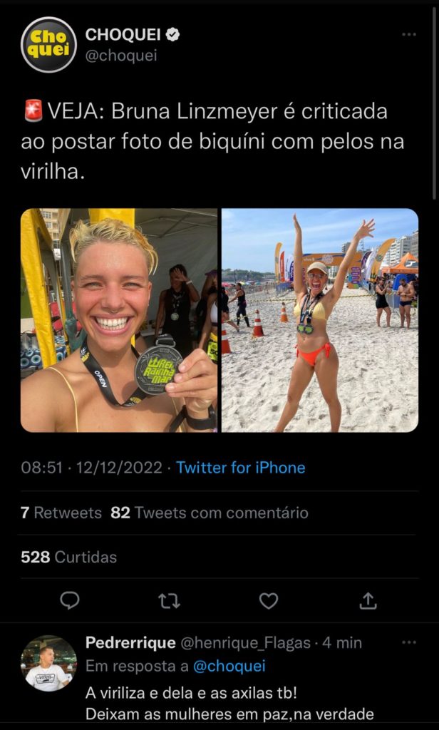 Bruna Linzmeyer é criticada por conta de seus pelos (Reprodução) 