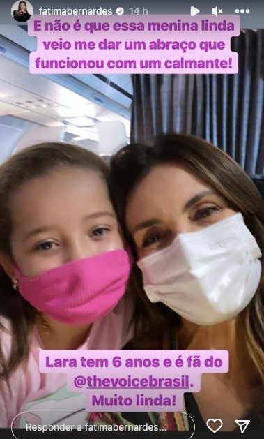 De acordo com Fátima Bernardes, abraço de Lara foi como um calmante  (Reprodução)