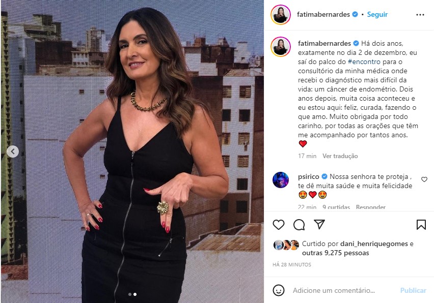 Fátima Bernardes fala sobre câncer que enfrentou após 2 anos - Foto: Reprodução