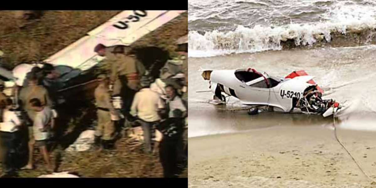 Imagens da aeronave após o acidente com o vocalista da banda Os Paralamas do Sucesso e sua esposa - Foto: Reprodução