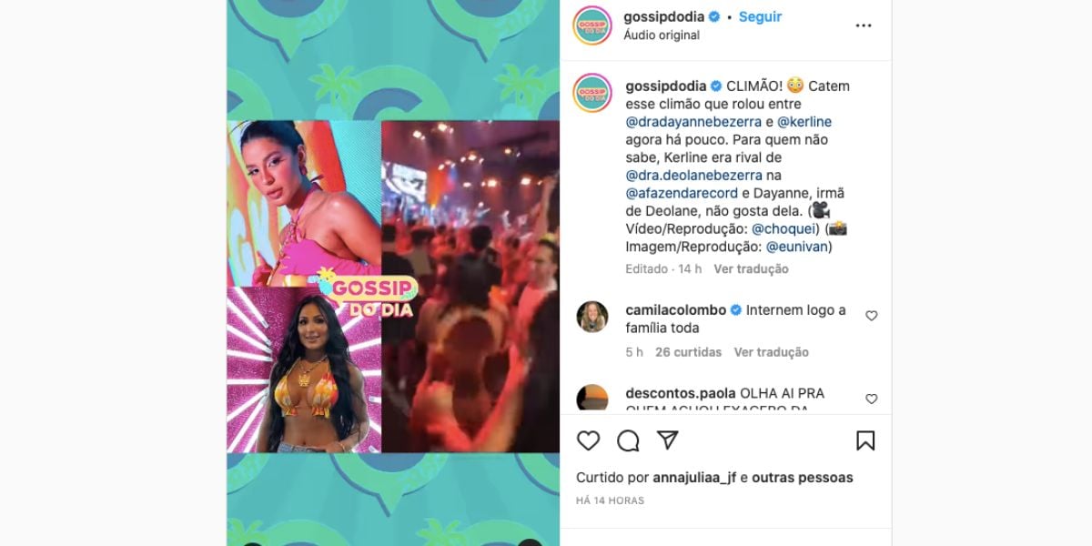 De acordo com o "Gossip do Dia", artistas protagonizaram climão em festa (Reprodução)