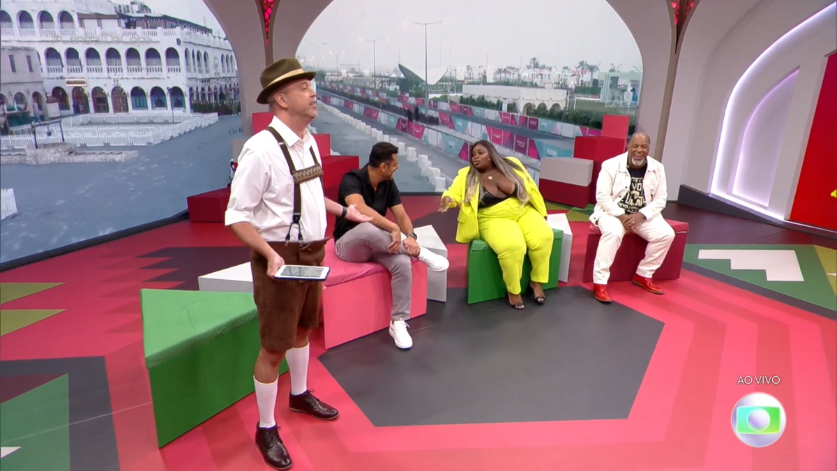 Alex Escobar, Fred, Jojo Todynho e Ailton Graça na Central da Copa (Foto: Reprodução / TV Globo)