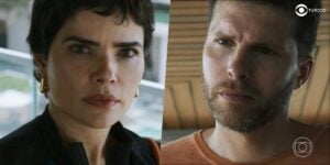 Leonor é baixa com Caíque na novela Travessia (Foto: Reprodução/Globo/Colagem/Thais Teles)