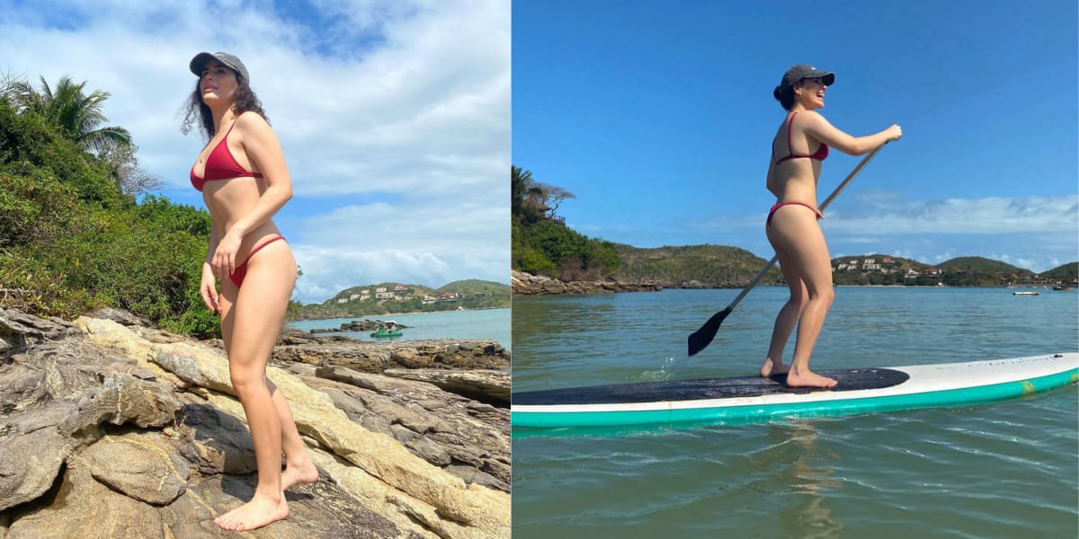 A atriz aproveitando um dos seus momentos de lazer para se aventurar (Reprodução: Instagram)