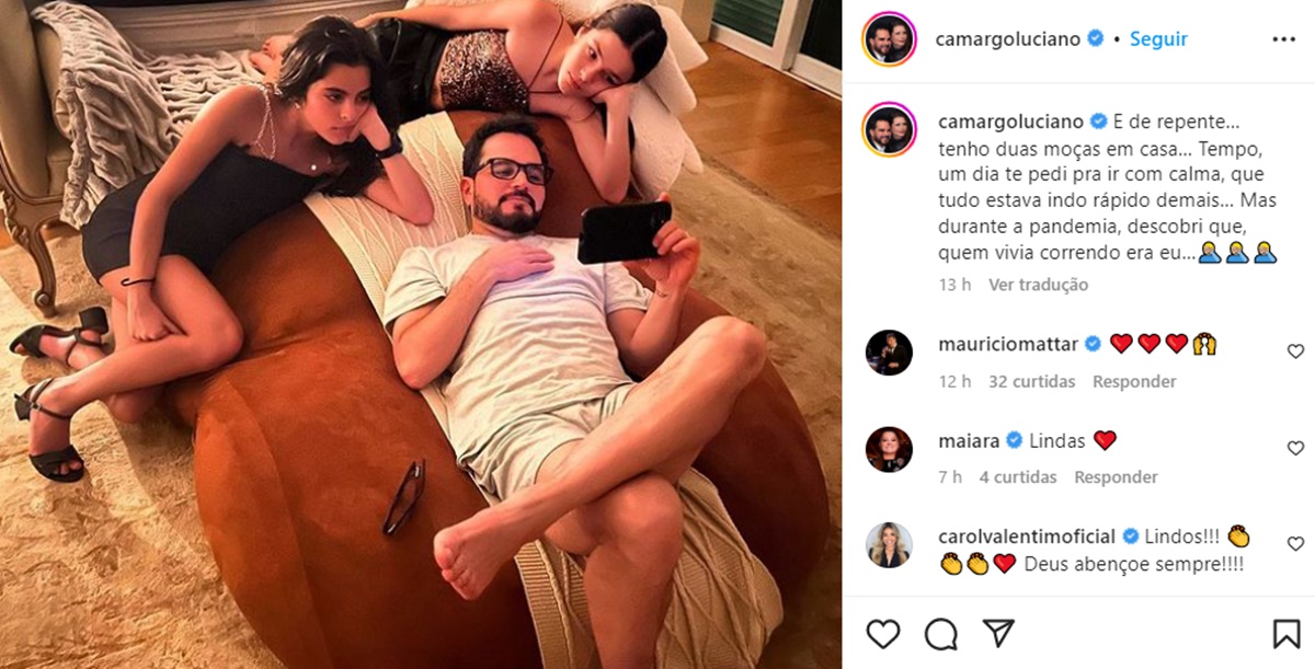 Luciano Camargo choca público ao mostrar como as filhas gêmeas estão gigantes aos 12 anos