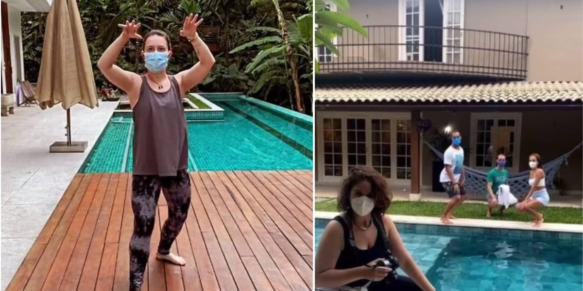 Piscina enorme com grande área verde e rodeada por árvores (Reprodução: Instagram)