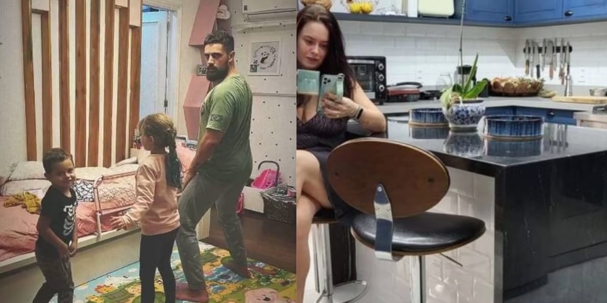 Quarto muito espaçoso e cozinha moderna da mansão de Mari Bridi (Reprodução: Instagram)