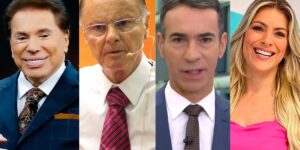 Silvio Santos, Edir Macedo, César Tralli e Renata Fan (Reprodução)
