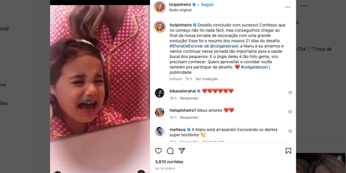 De acordo com Ticiane Pinheiro, no início, momento com filha foi difícil (Reprodução) De acordo com Ticiane Pinheiro, no início, momento com filha foi difícil (Reprodução)