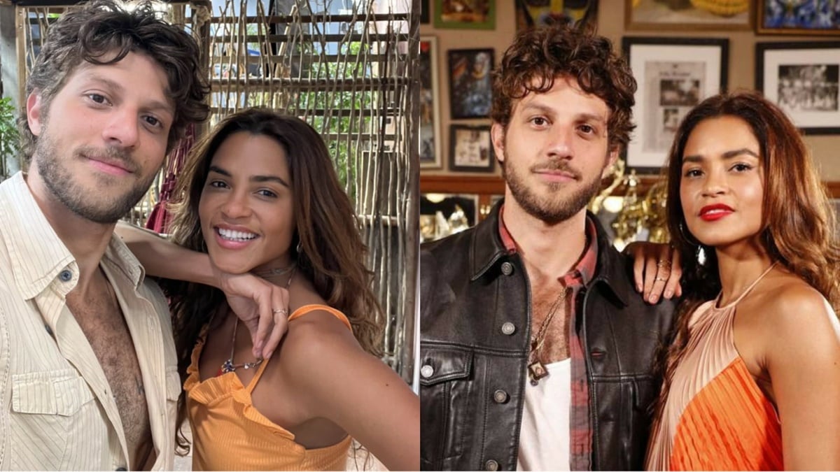 Chay Suede e Lucy Alves nos bastidores de Travessia (Reprodução/ Divulgação Globo)