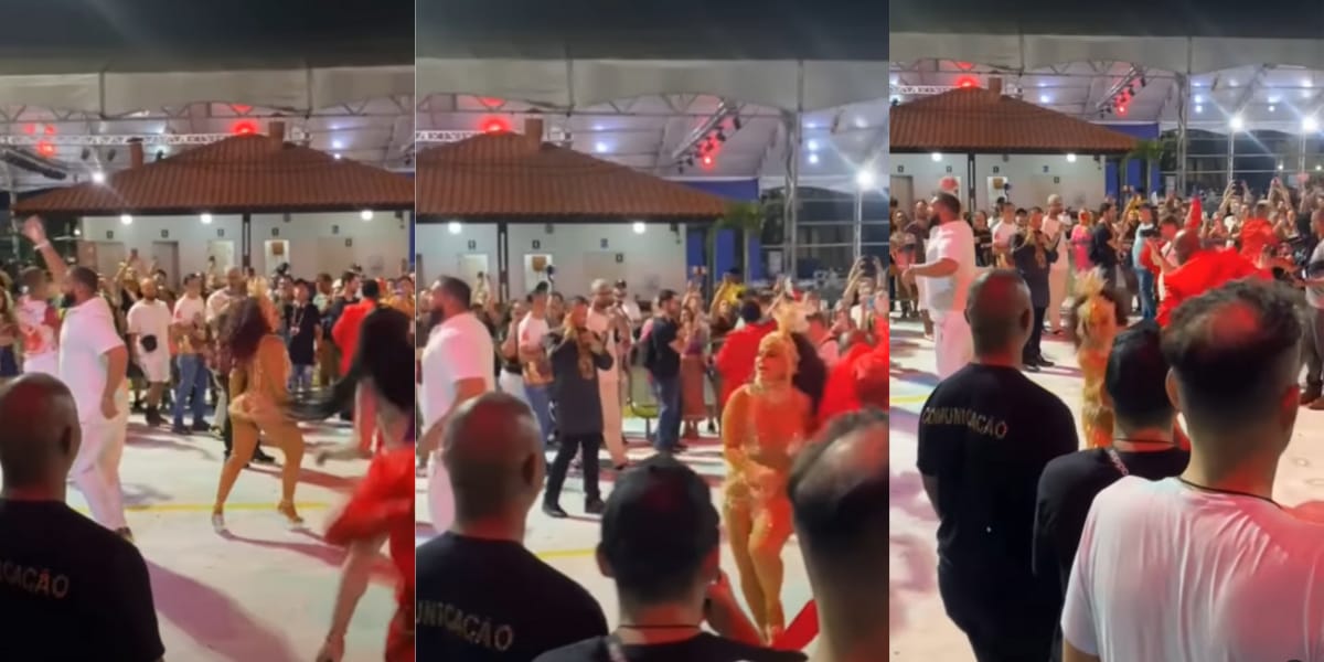 Viviane Araújo estava desfilando pela avenida, quando trombou com um passista e caiu no chão (Reprodução: Instagram)