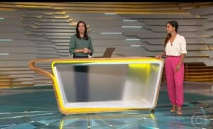 Ana Paula Araújo ao lado de Carol Barcellos no Bom Dia Brasil- Foto: Reprodução/Globo