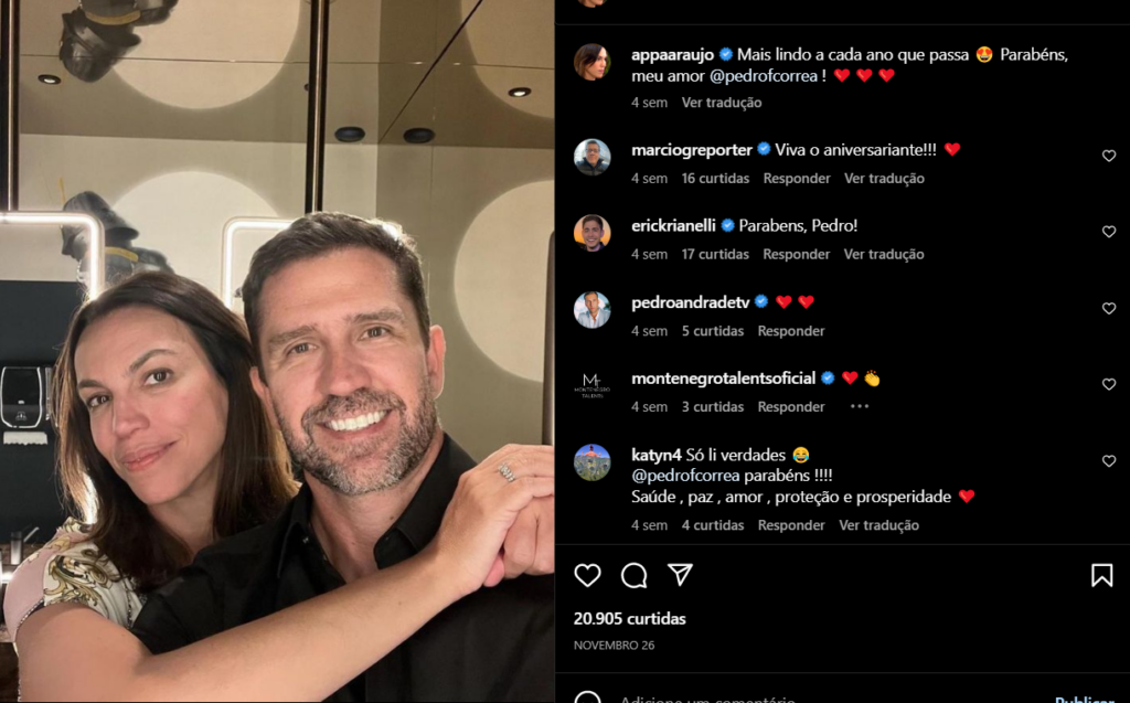 Publicação mais recente de Ana Paula Araújo com seu grande amor, comemorando seu aniversário (Foto Reprodução/Instagram) - Foto Reprodução