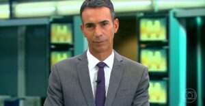 César Tralli não escondeu a sua preocupação com uma das principais notícias do JH- Foto: Reprodução/Globo