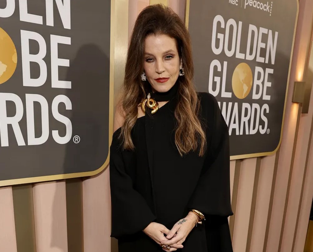 Lisa Marie Presley na sua última aparição pública, no Globo de Ouro
