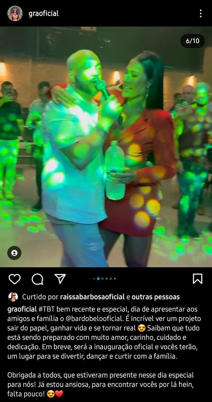 Publicação de Gracyanne Barbosa, esposa de Belo (Foto: Reprodução/ Instagram)