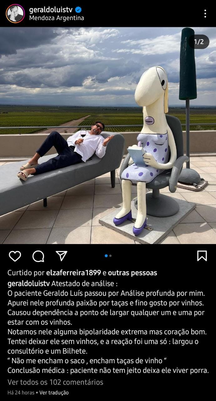Publicação de Geraldo Luís (Foto: Reprodução/ Instagram)