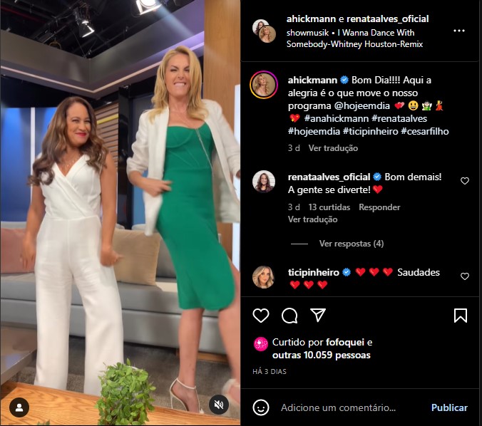 Ana Hickmann divulga vídeo ao lado de Renata Alves e Ticiane Pinheiro reage - Foto: Reprodução