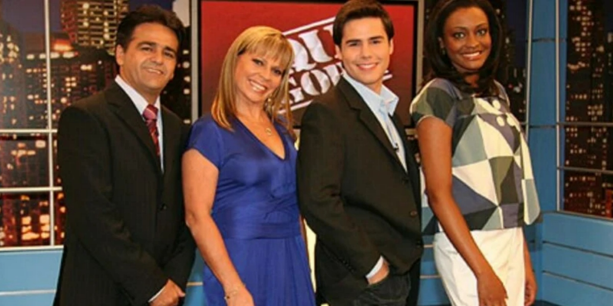 Herberth de Souza, Christina Rocha, Luiz Bacci e Joyce Ribeiro no "Aqui Agora" (Foto: Divulgação/SBT)