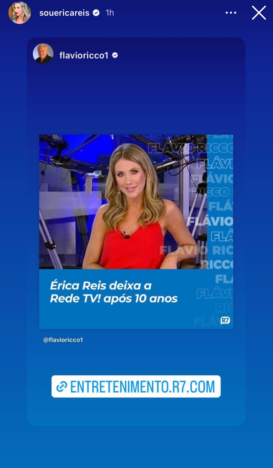 Após uma década dedicada a RedeTV!, Érica Reis pede demissão e faz desabafo sobre decisão tomada - Foto Reprodução