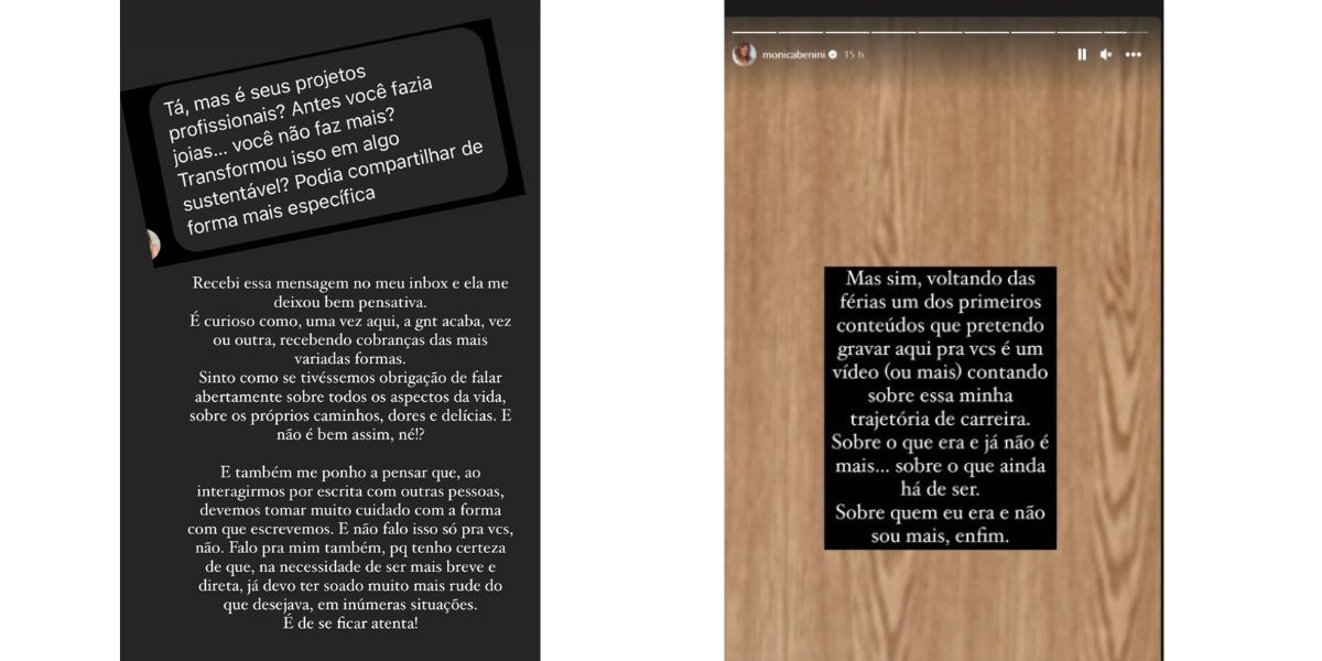 Esposa de Júnior Lima, Monica Benini, expõe mensagem recebida após falar sobre profissão
