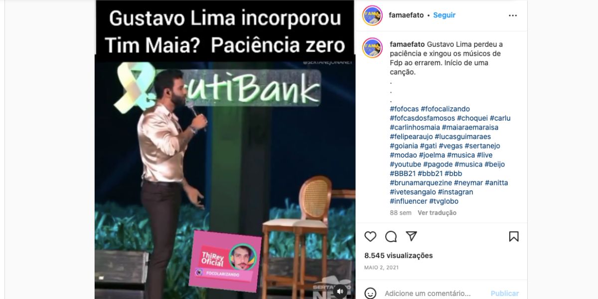 No ano passado, Gusttavo Lima se revoltou durante seu show ao ver que seus músicos não acertaram a música e perdeu a paciência (Foto: Reprodução / Instagram)
