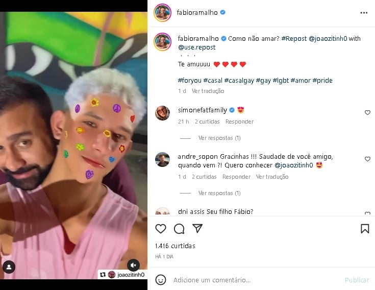 Fábio Ramalho namora o tiktoker Joãozitinho