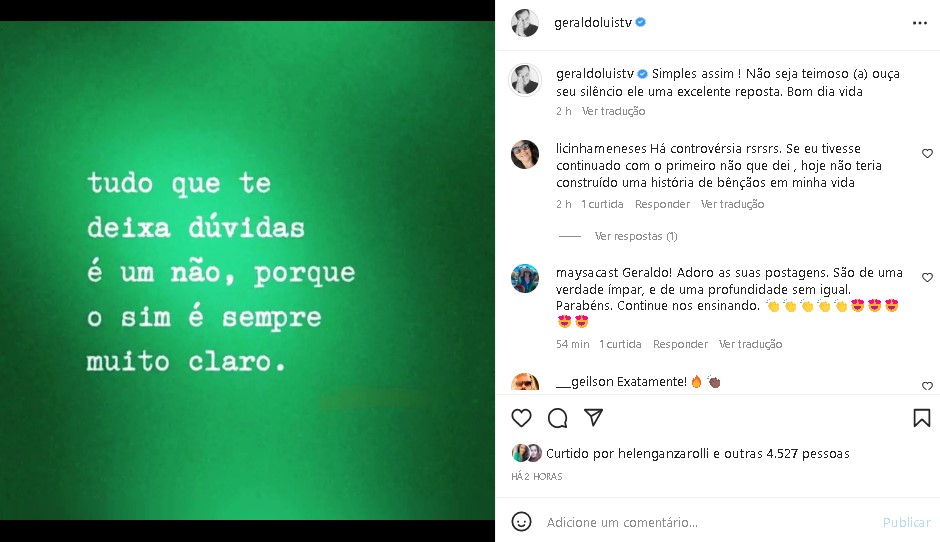 Geraldo Luís surpreendeu ao deixar um recado especial 