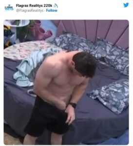 BBB23 - Gustavo mostra demais e acaba expondo parte íntima (Foto: Reprodução / Twitter)