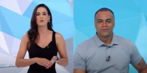 Lívia Nepomuceno, substituta de Renata Fan e Denílson no Jogo Aberto (Reprodução: Band)