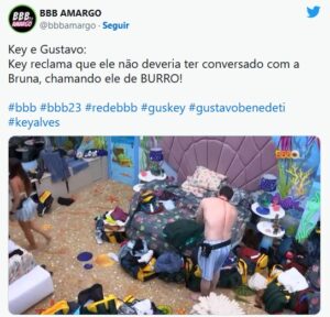 BBB23 - Arrependida? Após beijos quentes com Gustavo durante a festa, Key Alves detona o brother (Foto: Reprodução / Twitter)