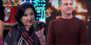 Luciano Huck e Dona Déa Lúcia no Domingão com Huck (Foto: Reprodução)