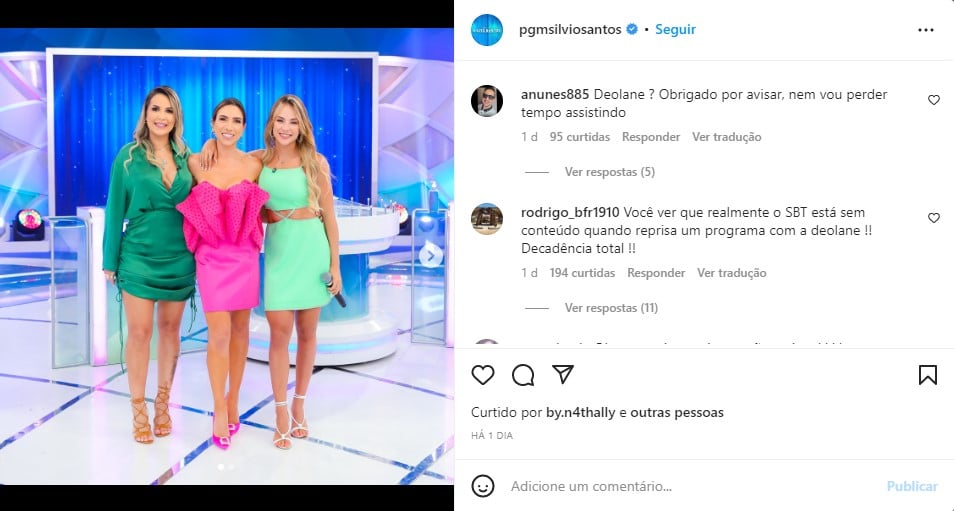 Programa Silvio Santos é massacrado por escolha de Deolane (Foto: Reprodução)