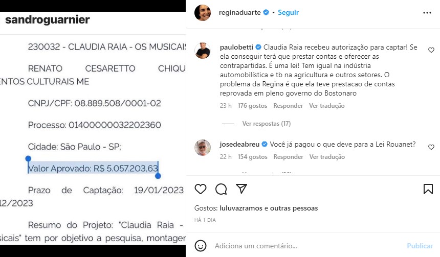 Regina Duarte propaga ódio contra Claudia Raia (Foto: Reprodução)