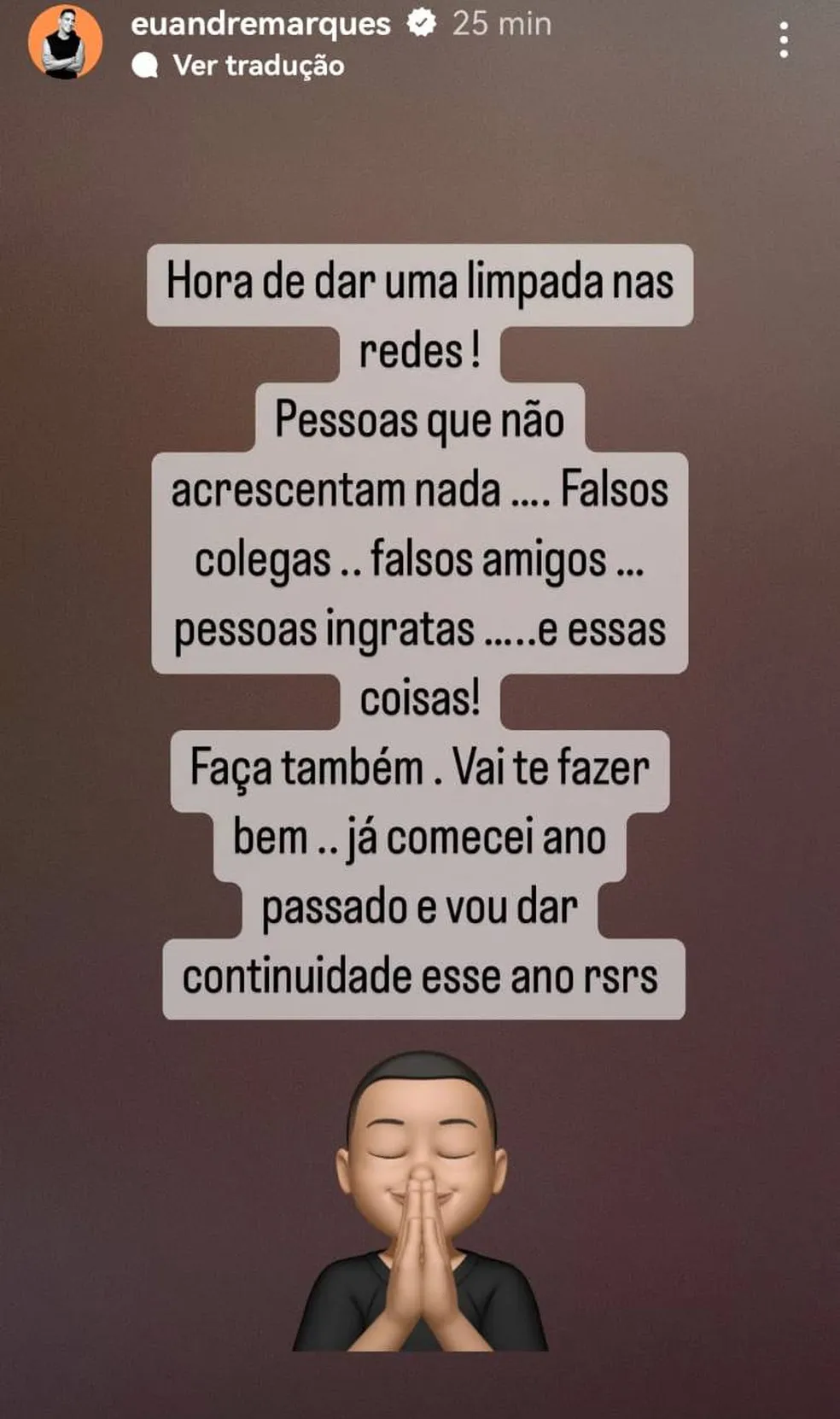 André Marque surpreende ao revelar que fez limpa em sua vida para começar 2023 e detona situação - Foto Reprodução André Marque surpreende ao revelar que fez limpa em sua vida para começar 2023 e detona situação - Foto Reprodução