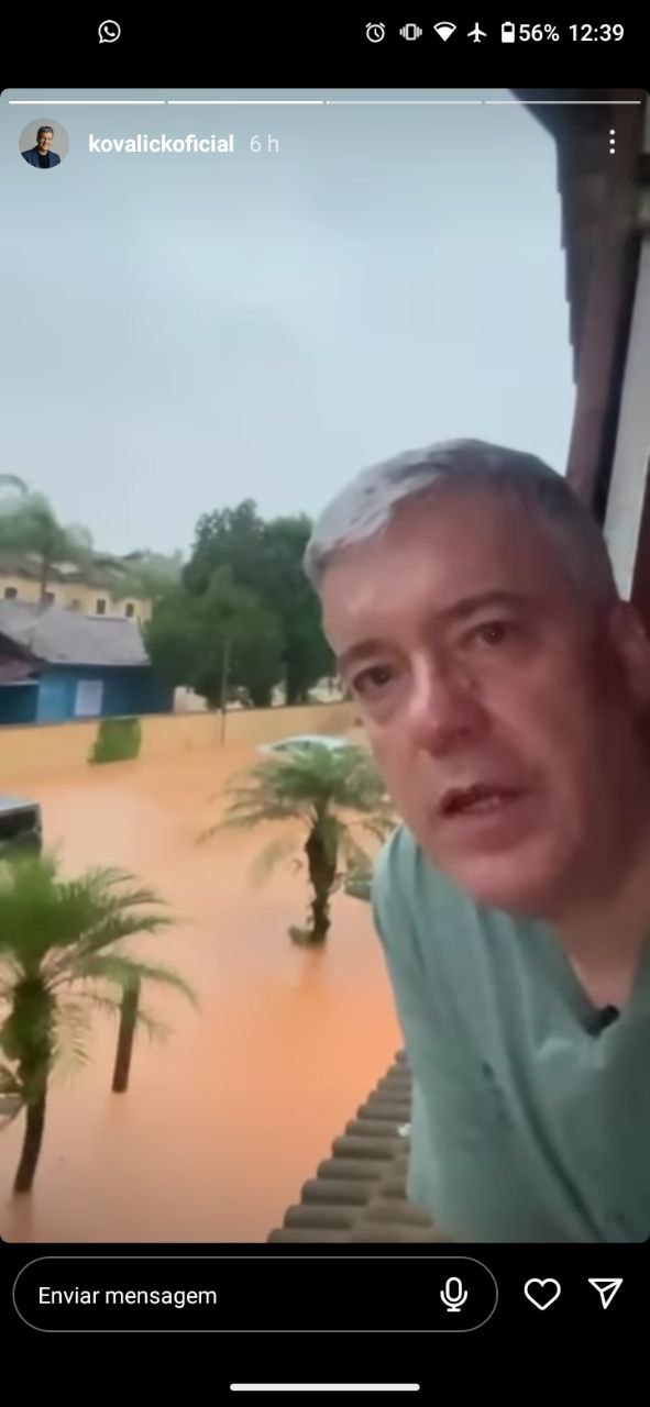 Âncora da Globo passou por forte enchente e ficou completamente ilhado com a família dentro de casa (Foto: Reprodução/ Instagram)