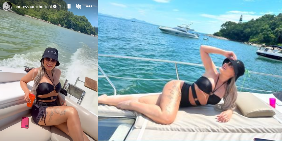 Andressa Urach surge em passeio de barco e é alvo de graves acusações do marido, Thiago Lopes (Foto: Instagram)
